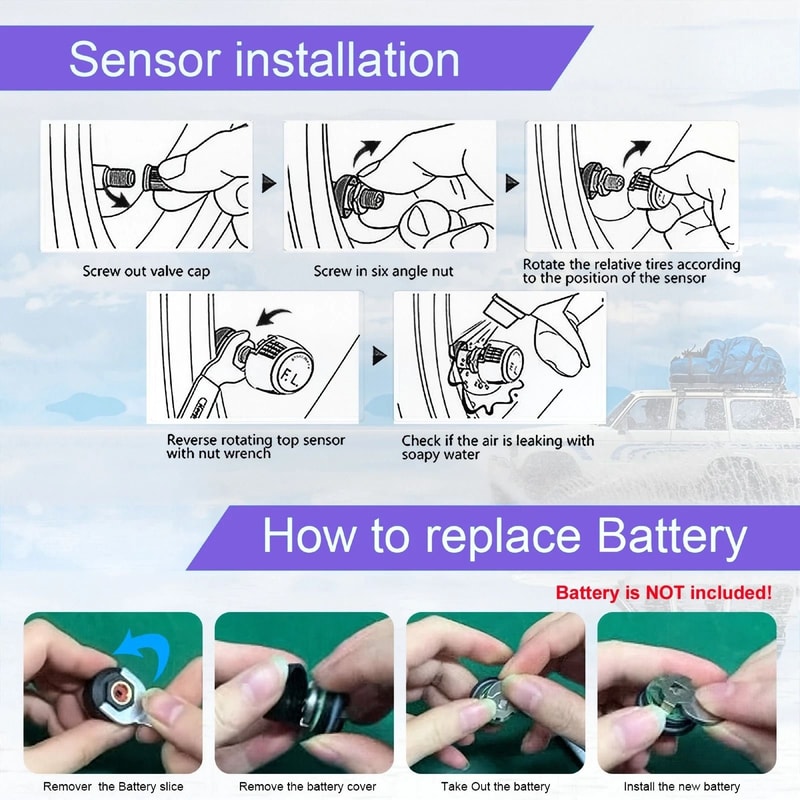 Wireless Car Solar TPMS LCD Tire Pressure Monitoring System With 4 External Sensors 4