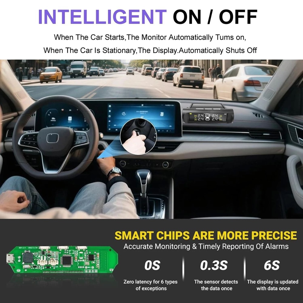 Wireless Car Solar TPMS LCD Tire Pressure Monitoring System With 4 External Sensors 5