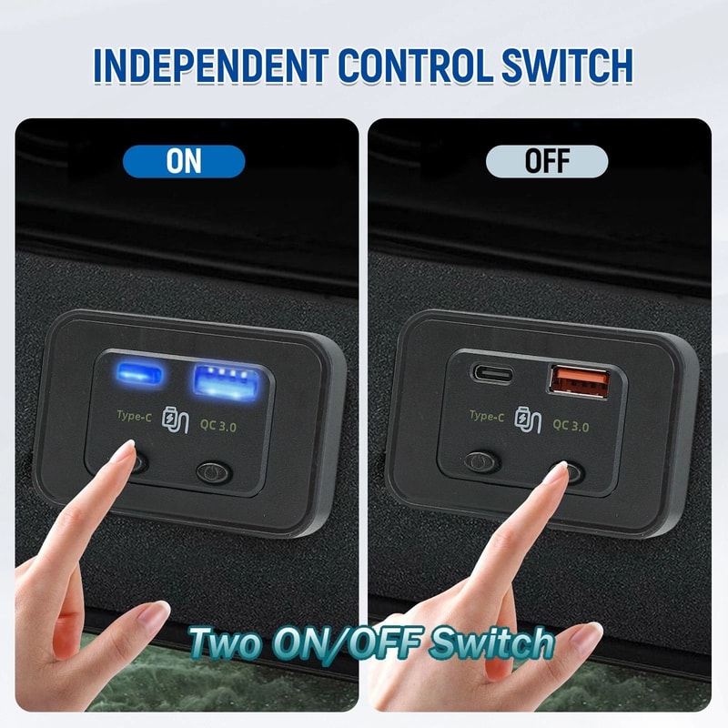 USB PD Car Boat RV Fast Charger Socket With LED Power Outlet 7