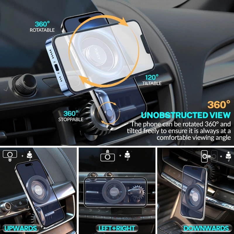 Car Mount For IPhone Strong Magnetic Air Vent And Dashboard Phone Holder 4