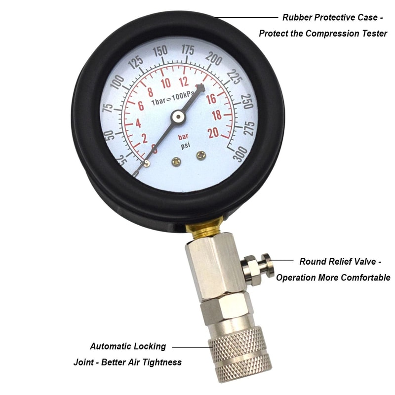 PSI Engine Compression Tester Kit For Petrol Cars Motorcycles And ATVs 10