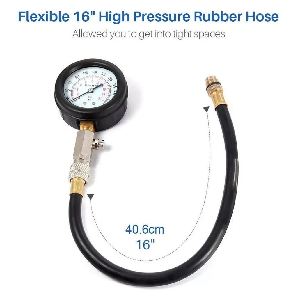 PSI Engine Compression Tester Kit For Petrol Cars Motorcycles And ATVs 5