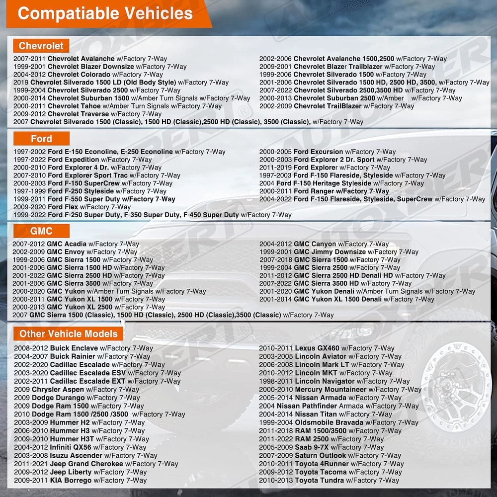 Silverado 7 Way Trailer Connector With 4 Pin Flat Multi Tow Adapter 2