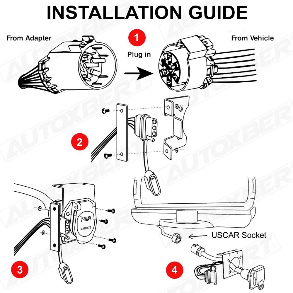 Silverado 7 Way Trailer Connector With 4 Pin Flat Multi Tow Adapter 4