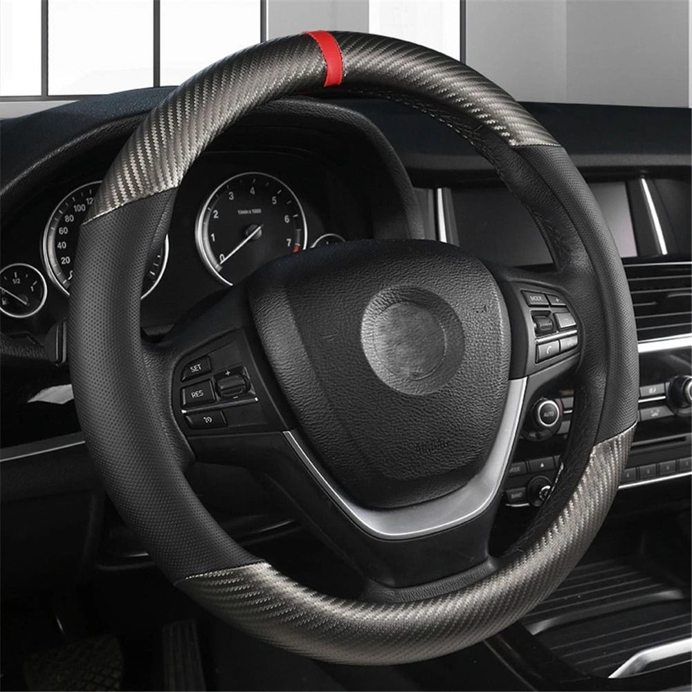 Honda Steering Wheel Cover Carbon Leather Anti Slip Grip For Civic Accord CR V 0
