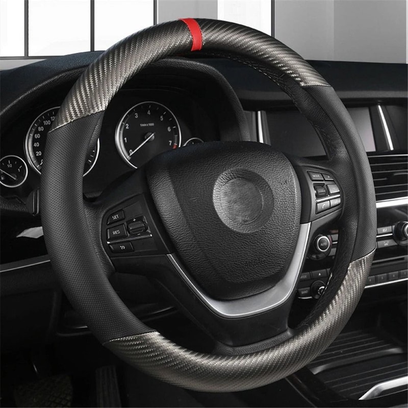 Honda Steering Wheel Cover Carbon Leather Anti Slip Grip For Civic Accord CR V 0