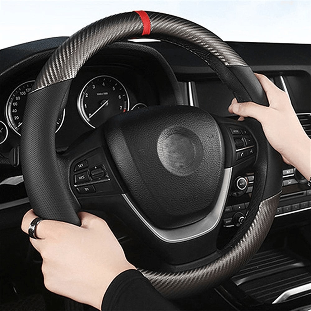 Honda Steering Wheel Cover Carbon Leather Anti Slip Grip For Civic Accord CR V 3