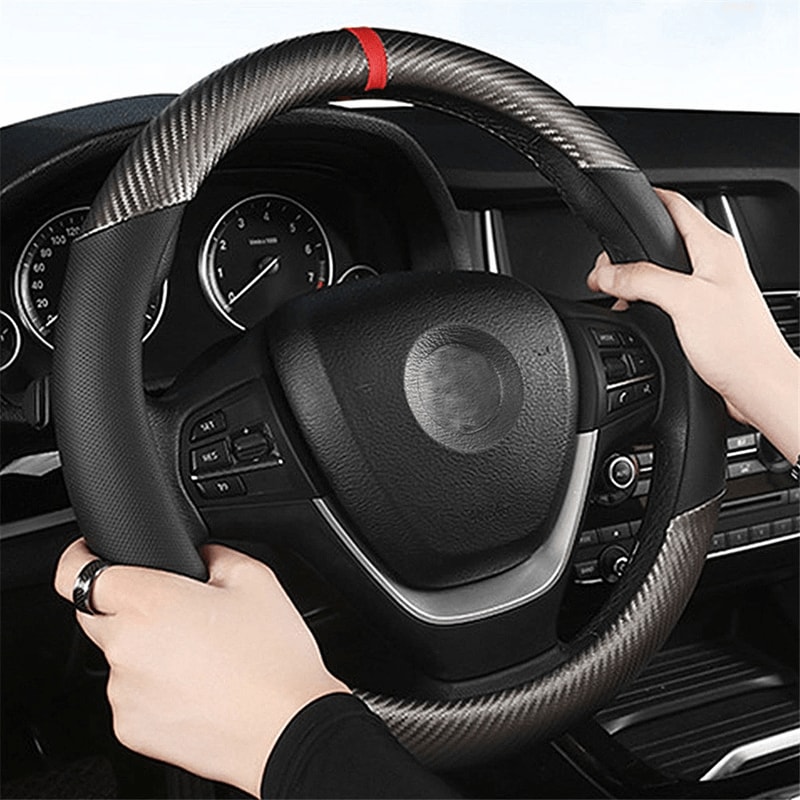 Honda Steering Wheel Cover Carbon Leather Anti Slip Grip For Civic Accord CR V 3