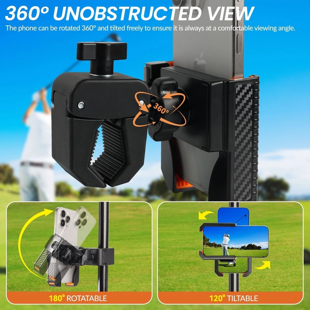Magnetic Golf Cart Phone Holder For Club Car Yamaha With 360 Rotating Clamp Mount 11