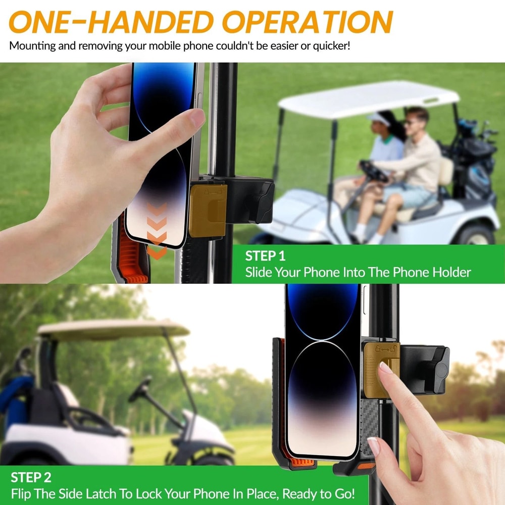 Magnetic Golf Cart Phone Holder For Club Car Yamaha With 360 Rotating Clamp Mount 12