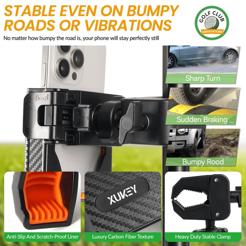 Magnetic Golf Cart Phone Holder For Club Car Yamaha With 360 Rotating Clamp Mount 13