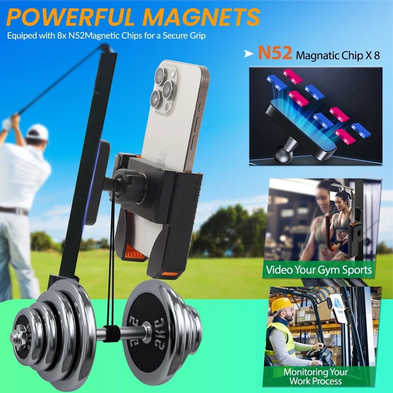 Magnetic Golf Cart Phone Holder For Club Car Yamaha With 360 Rotating Clamp Mount 9