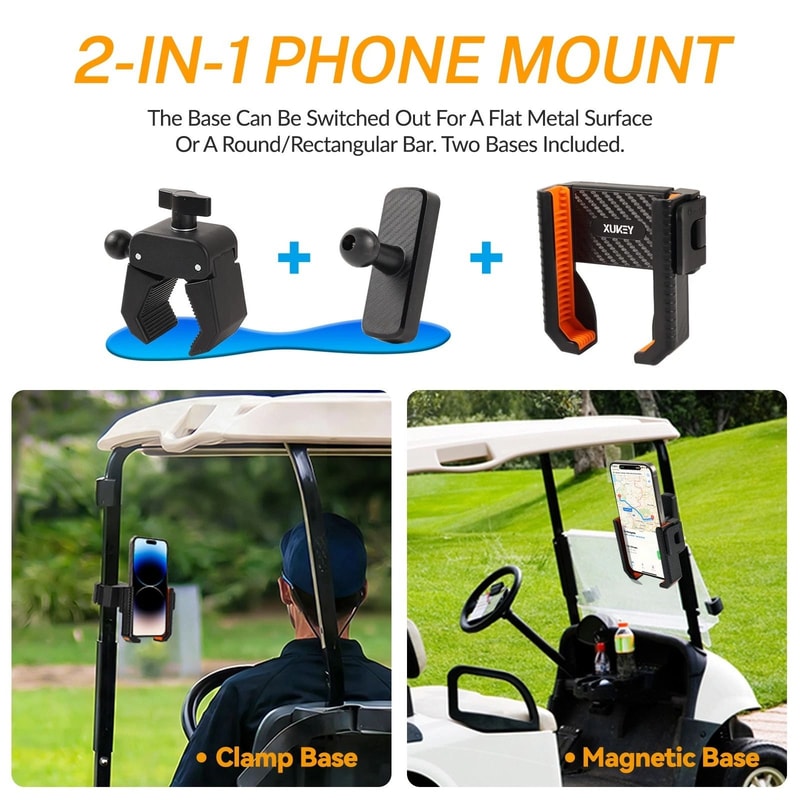 Magnetic Golf Cart Phone Holder For Club Car Yamaha With 360 Rotating Clamp Mount 15