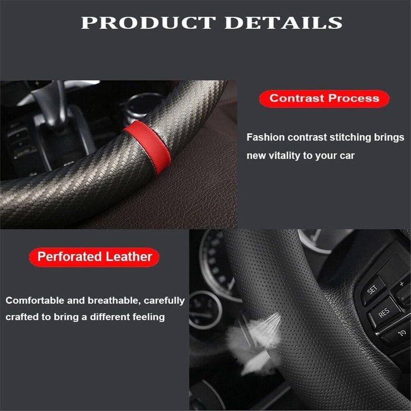 Carbon Fiber Leather Steering Wheel Cover For Chevrolet Antislip Car Accessories 4