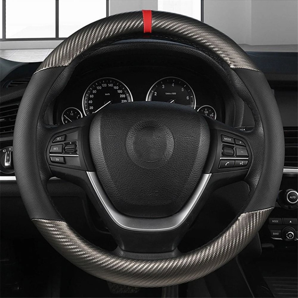 Carbon Fiber Leather Steering Wheel Cover For Chevrolet Antislip Car Accessories 0