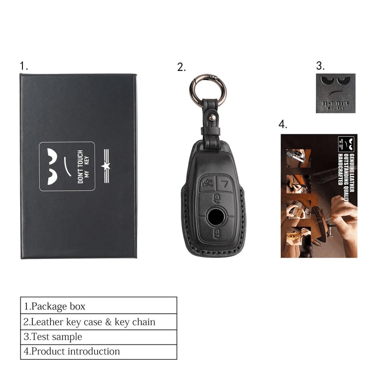 Genuine Leather Mercedes Key Fob Cover Smart Key Case 1