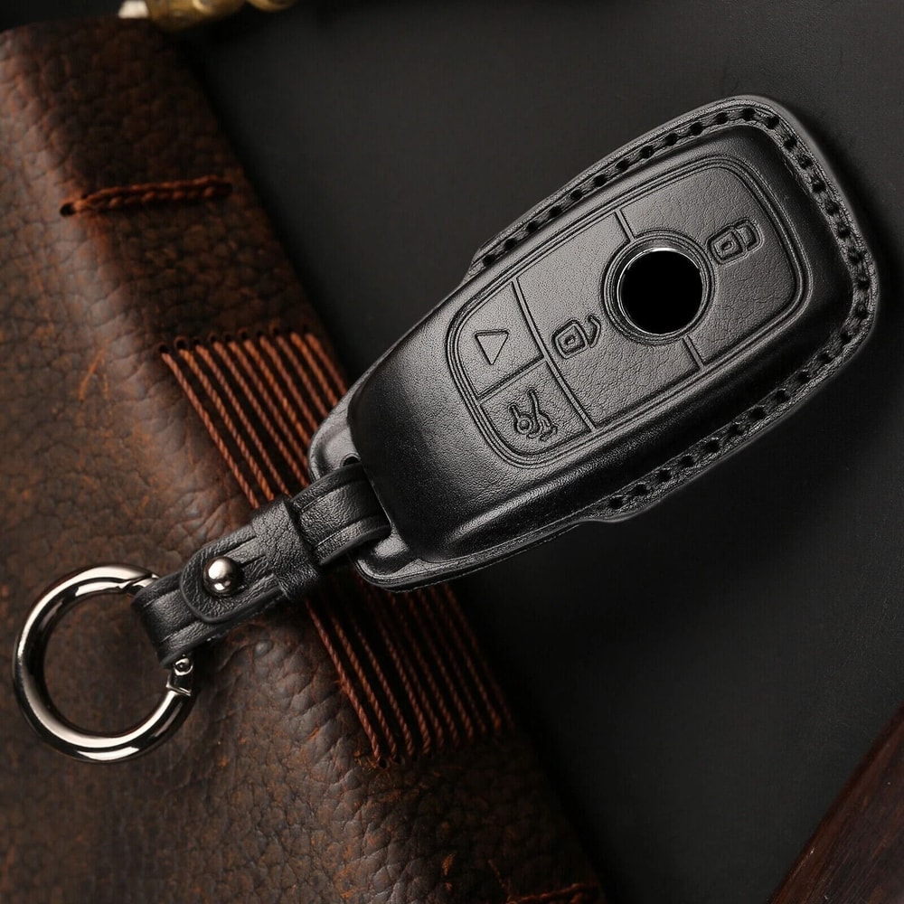 Genuine Leather Mercedes Key Fob Cover Smart Key Case 3