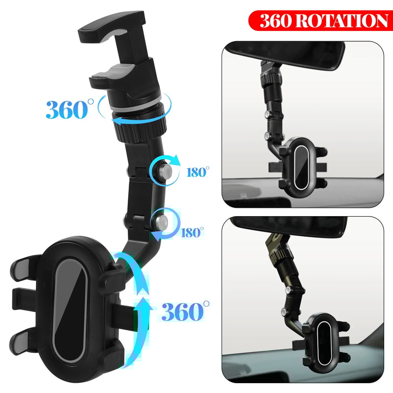 360 Universal Car Phone Holder Rearview Mirror Mount For Safe GPS Navigation 10