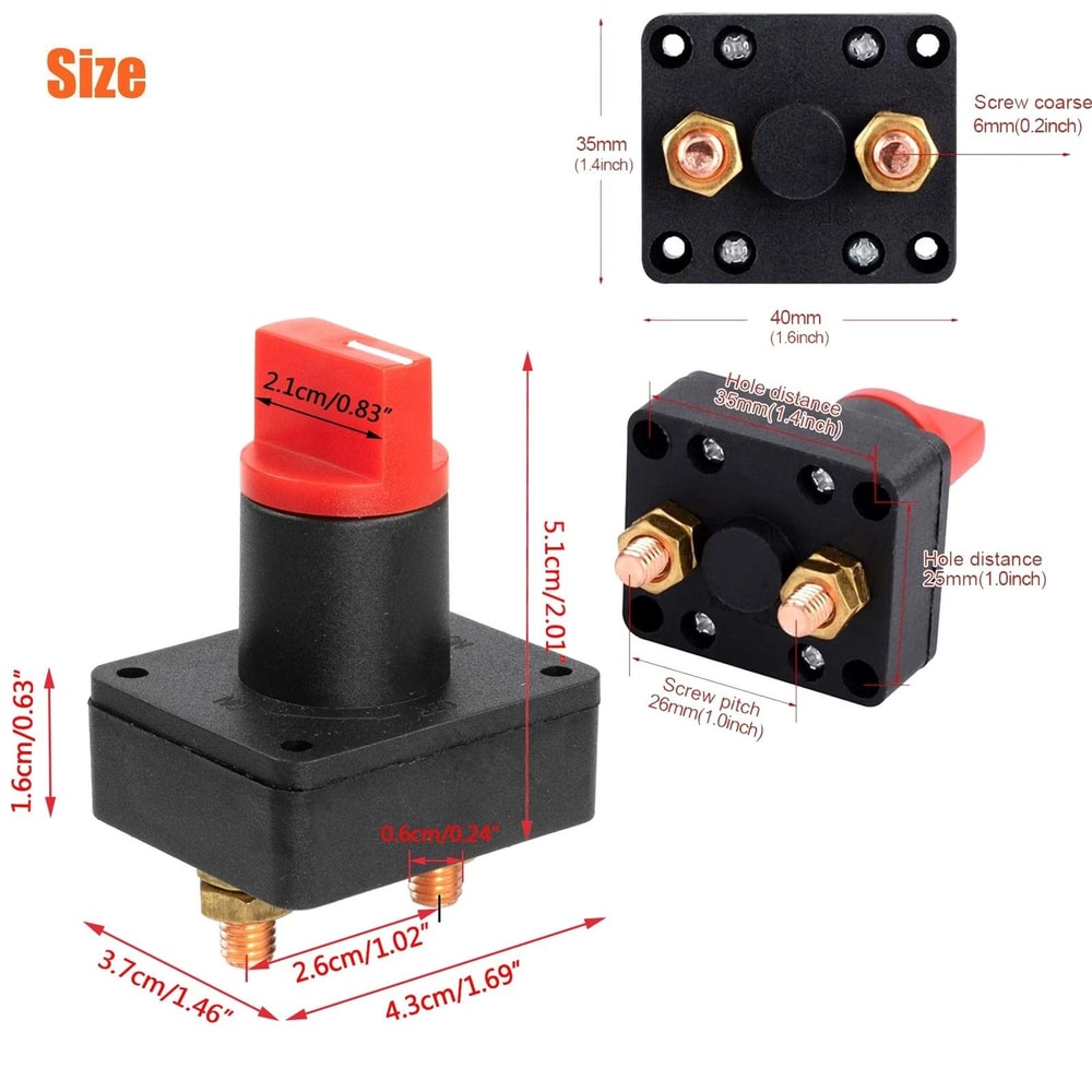 Battery Disconnect Switch Heavy Duty Battery Kill Switch For Car Boat RV Marine 5