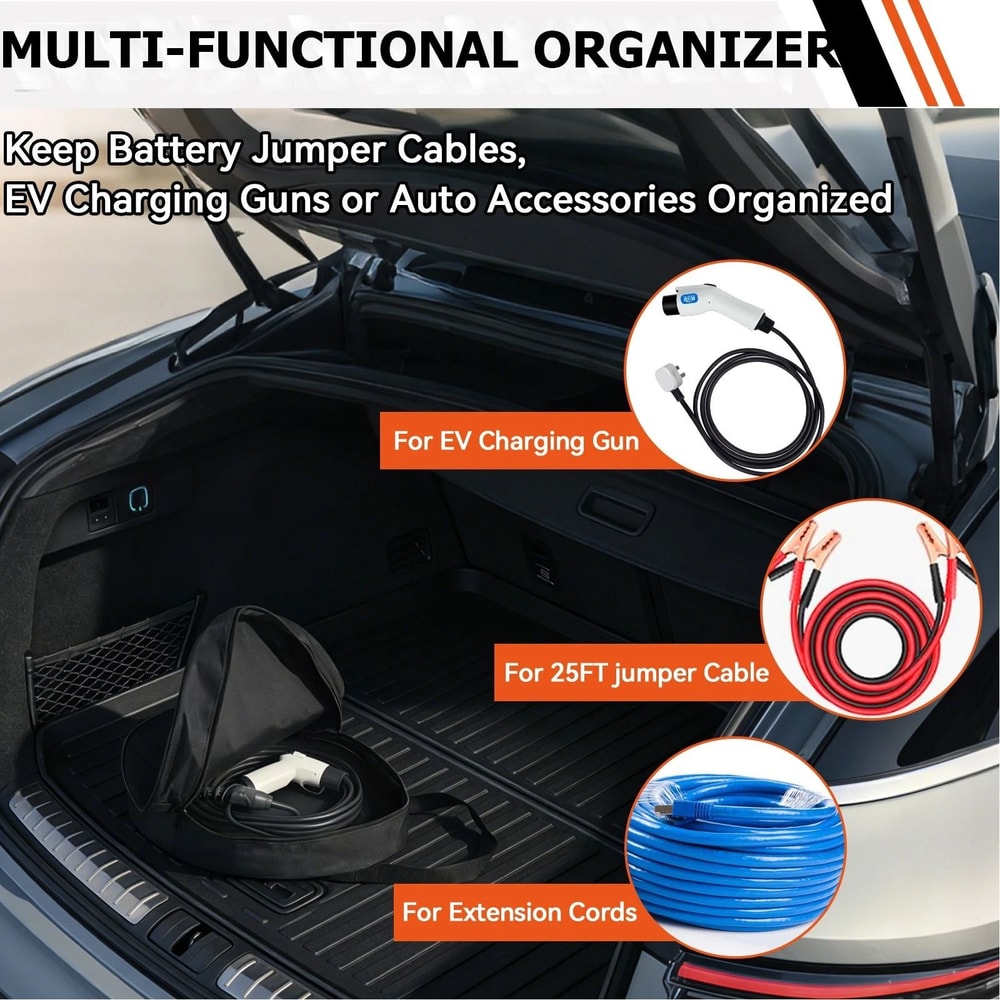 Cable Bag Pocket EV Charger Plug In Storage Car Jumper Power Cord Hose Tool 9