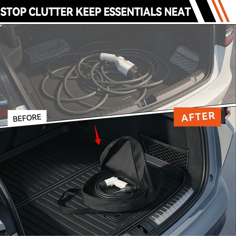 Cable Bag Pocket EV Charger Plug In Storage Car Jumper Power Cord Hose Tool 7