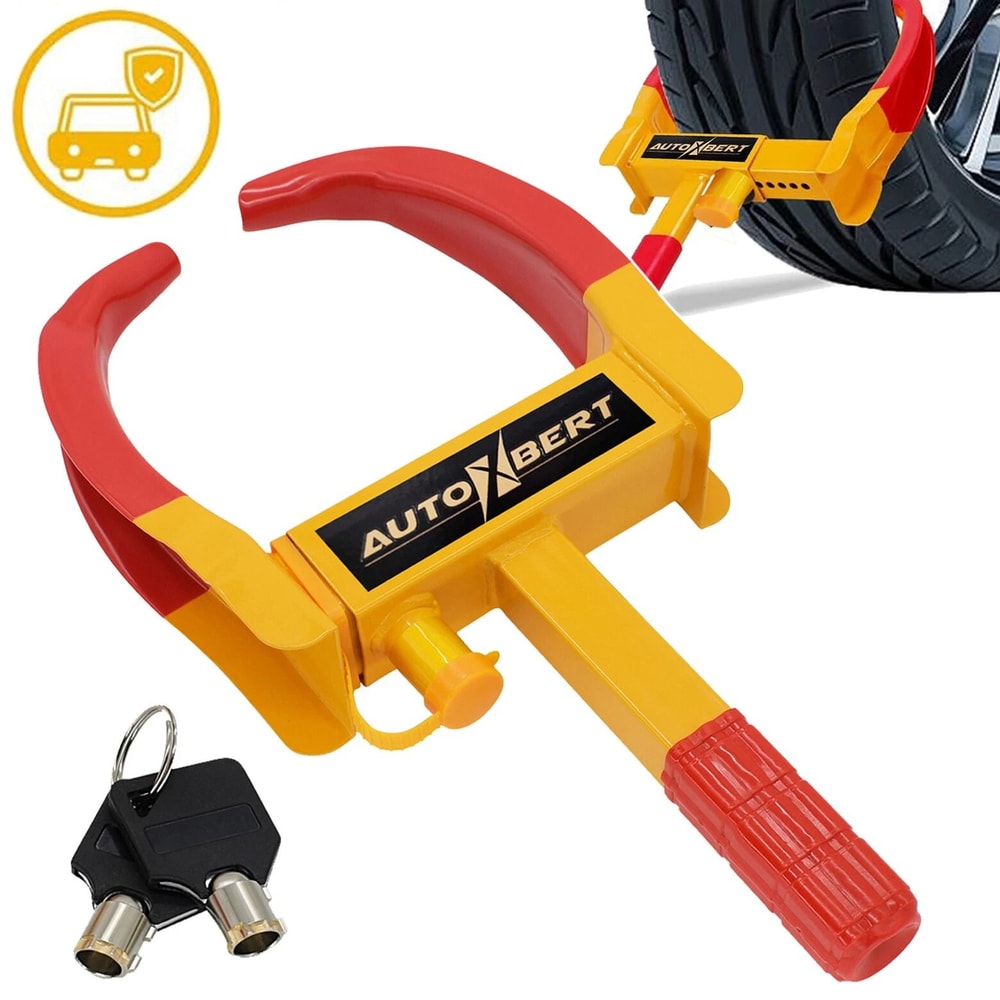 Universal Steel Wheel Clamp Lock For Car Trailer RV Boat 0