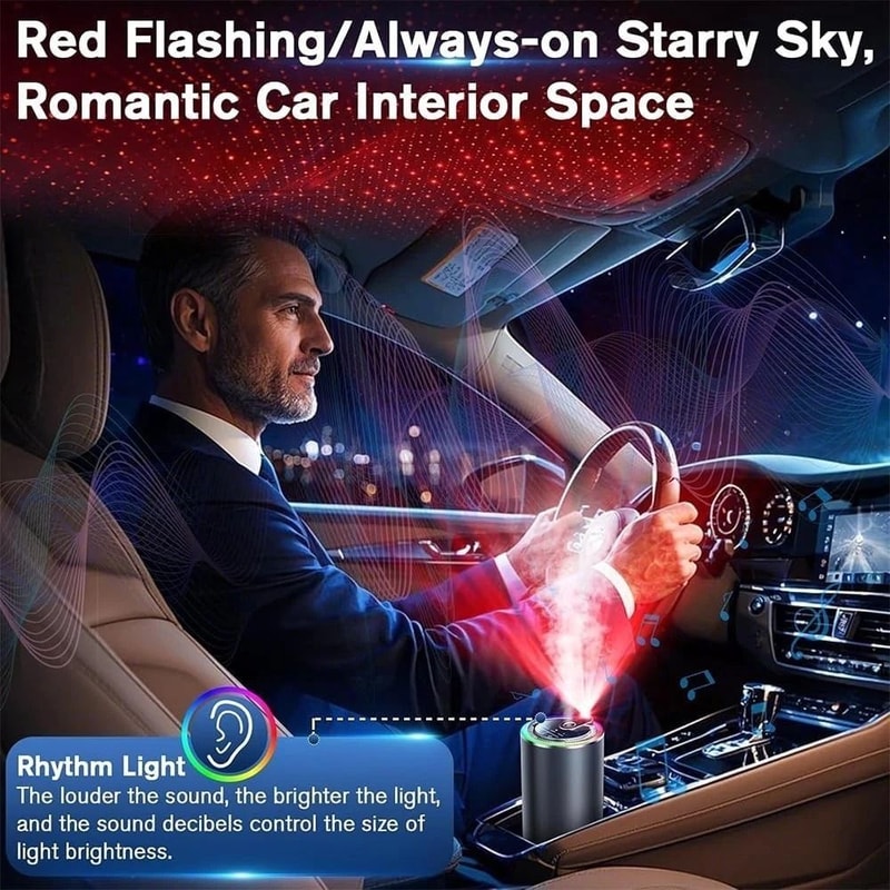 Smart Car Air Freshener Diffuser With Starry Sky Projection And Adjustable Scent 3