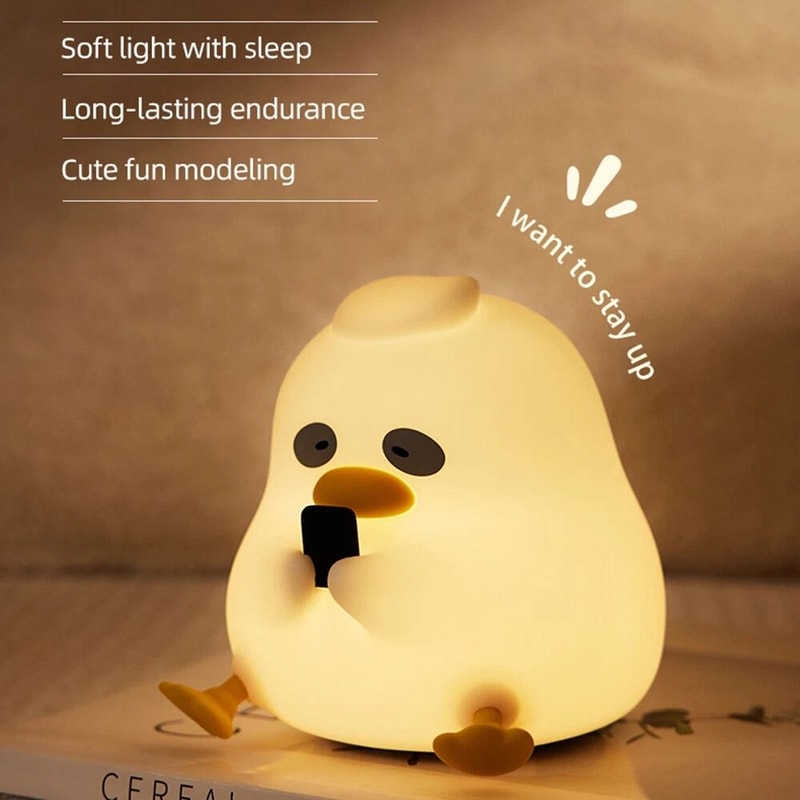 Duck Night Light For Kids 3 Level Dimmable Touch Lamp With Timer 9
