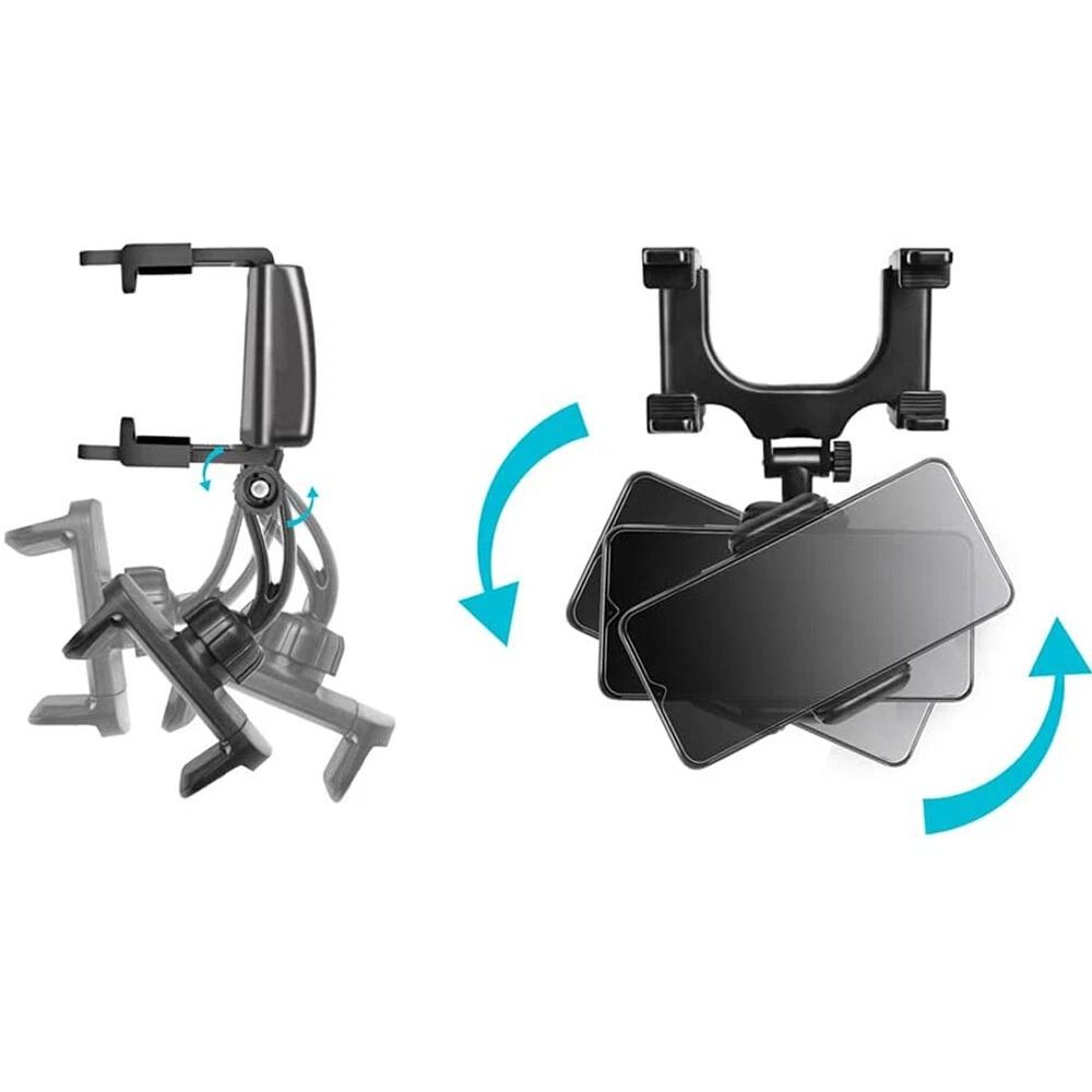 360 Rotating Rear View Mirror Phone Holder For Car 6