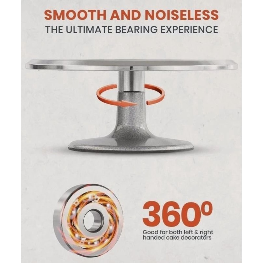 Silver Rotating Cake Stand Aluminum Noiseless Turntable For Decorating 2