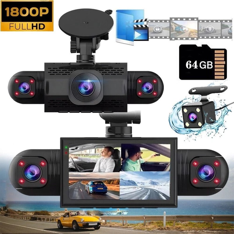 4 Channel 360 Dash Cam For Uber Trucks Front Rear Inside Cabin Camera 12