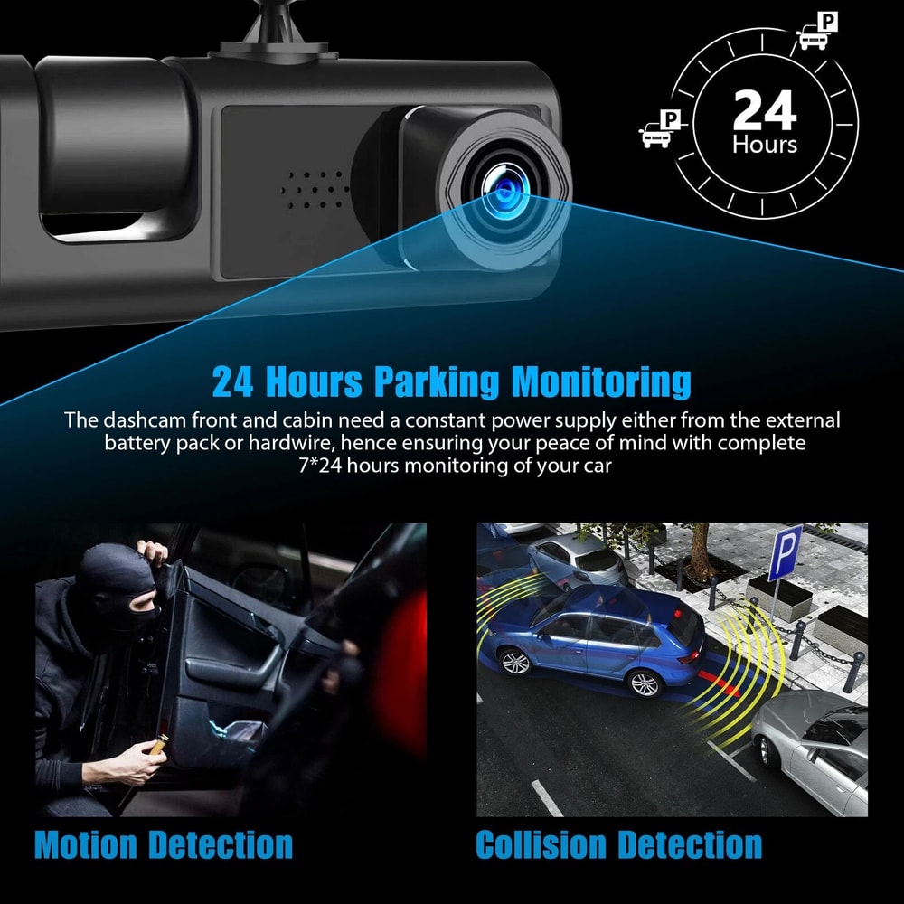 Dual Lens Car Dash Cam With FrontRearInside Video Recorder And G Sensor 3