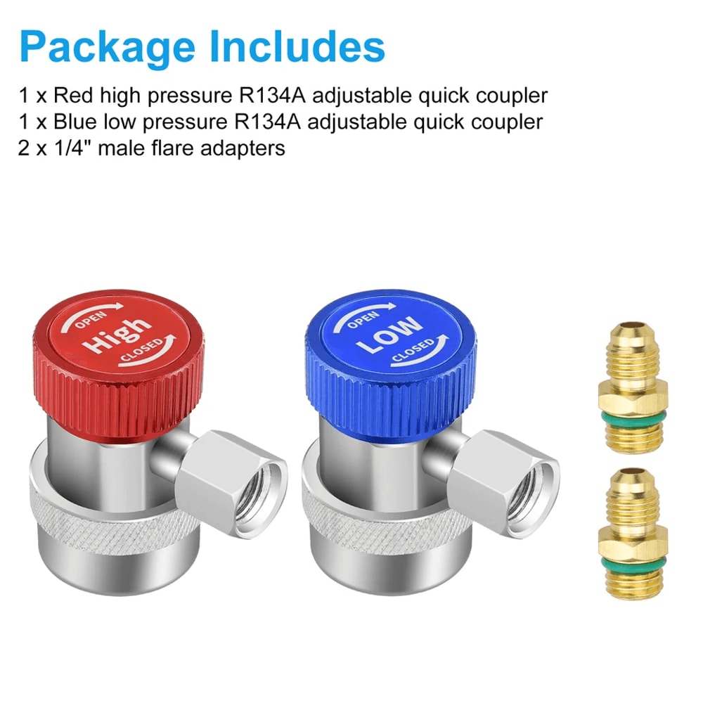 Premium Automotive AC Service Coupler Set Leak Proof HighLow Side AC Quick Coupler Adapter 2
