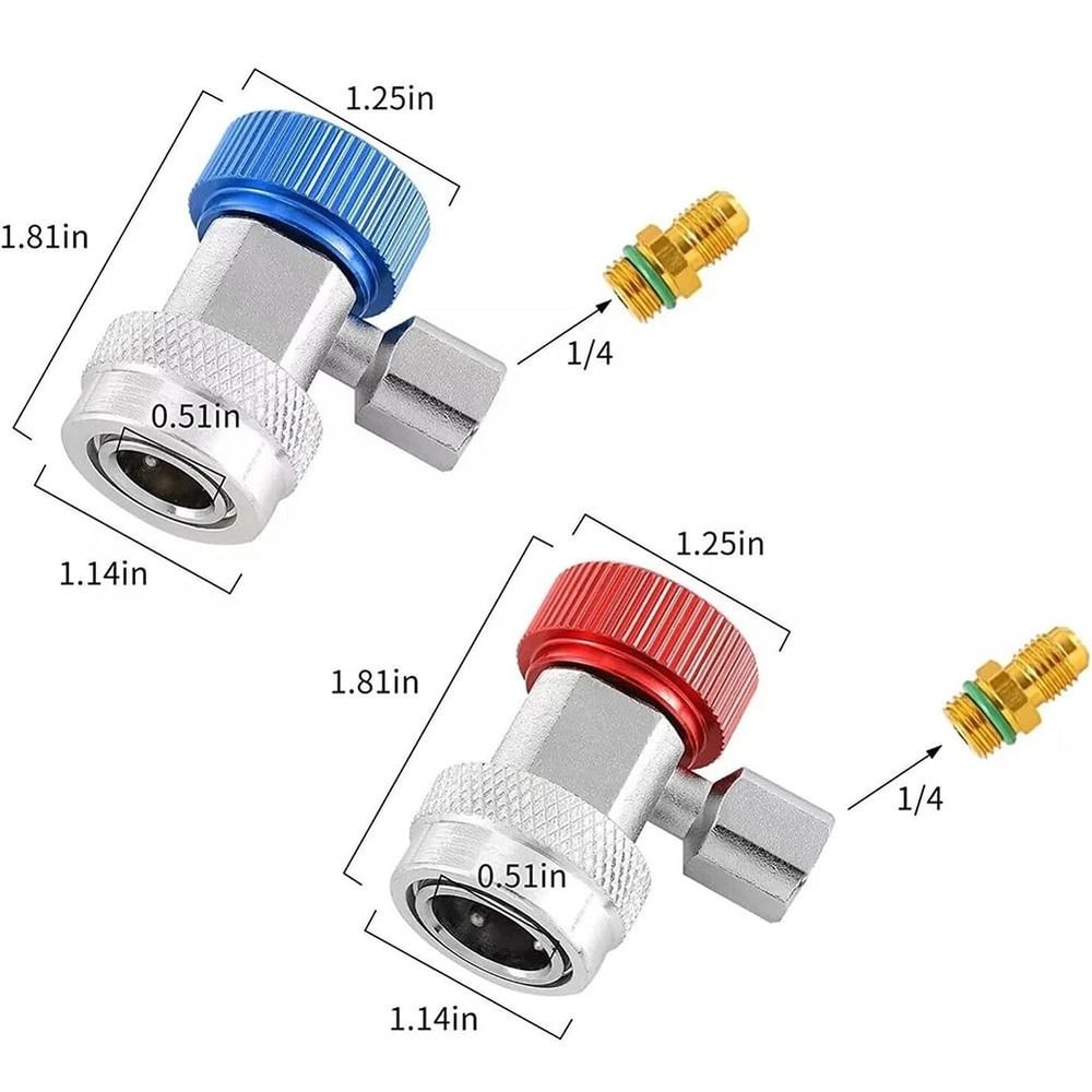 Premium Automotive AC Service Coupler Set Leak Proof HighLow Side AC Quick Coupler Adapter 4