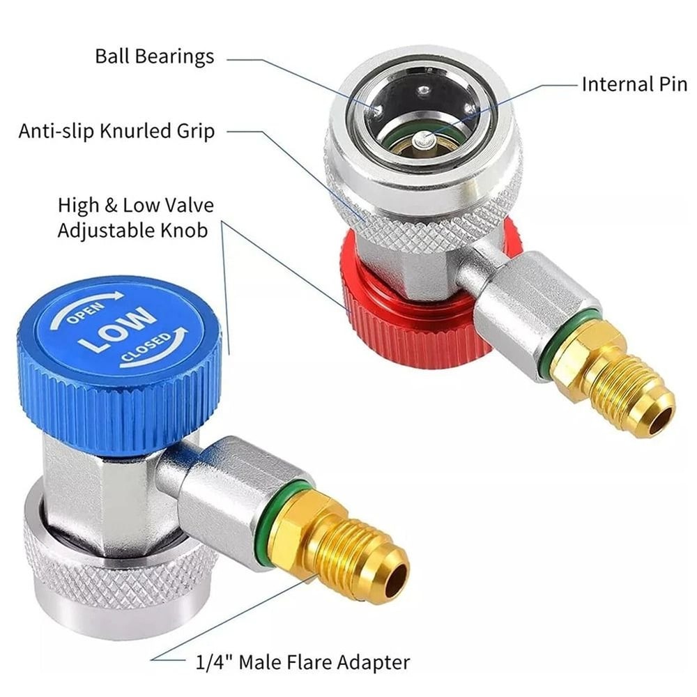 Premium Automotive AC Service Coupler Set Leak Proof HighLow Side AC Quick Coupler Adapter 5