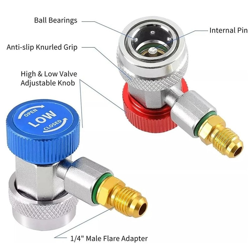 Premium Automotive AC Service Coupler Set Leak Proof HighLow Side AC Quick Coupler Adapter 5