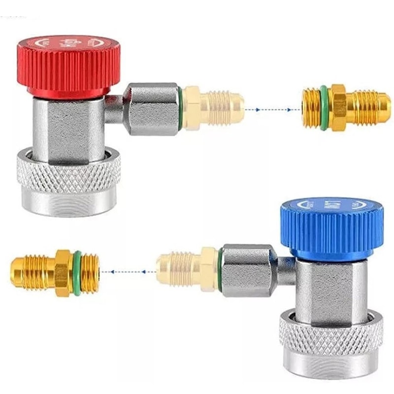 Premium Automotive AC Service Coupler Set Leak Proof HighLow Side AC Quick Coupler Adapter 6