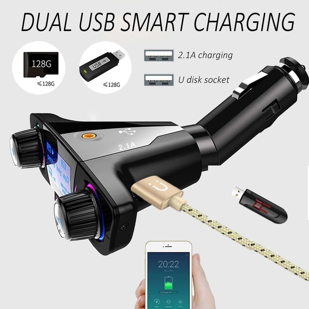 Bluetooth FM Transmitter MP3 Player Adapter With USB Charger Hands Free Calling 3