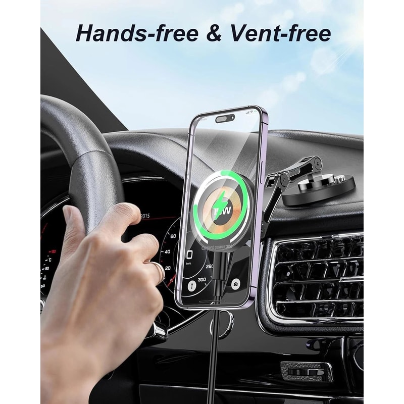 Premium Magnetic Car Mount With Wireless Charging 360 Rotatable Phone Holder For Dash Windshield 9