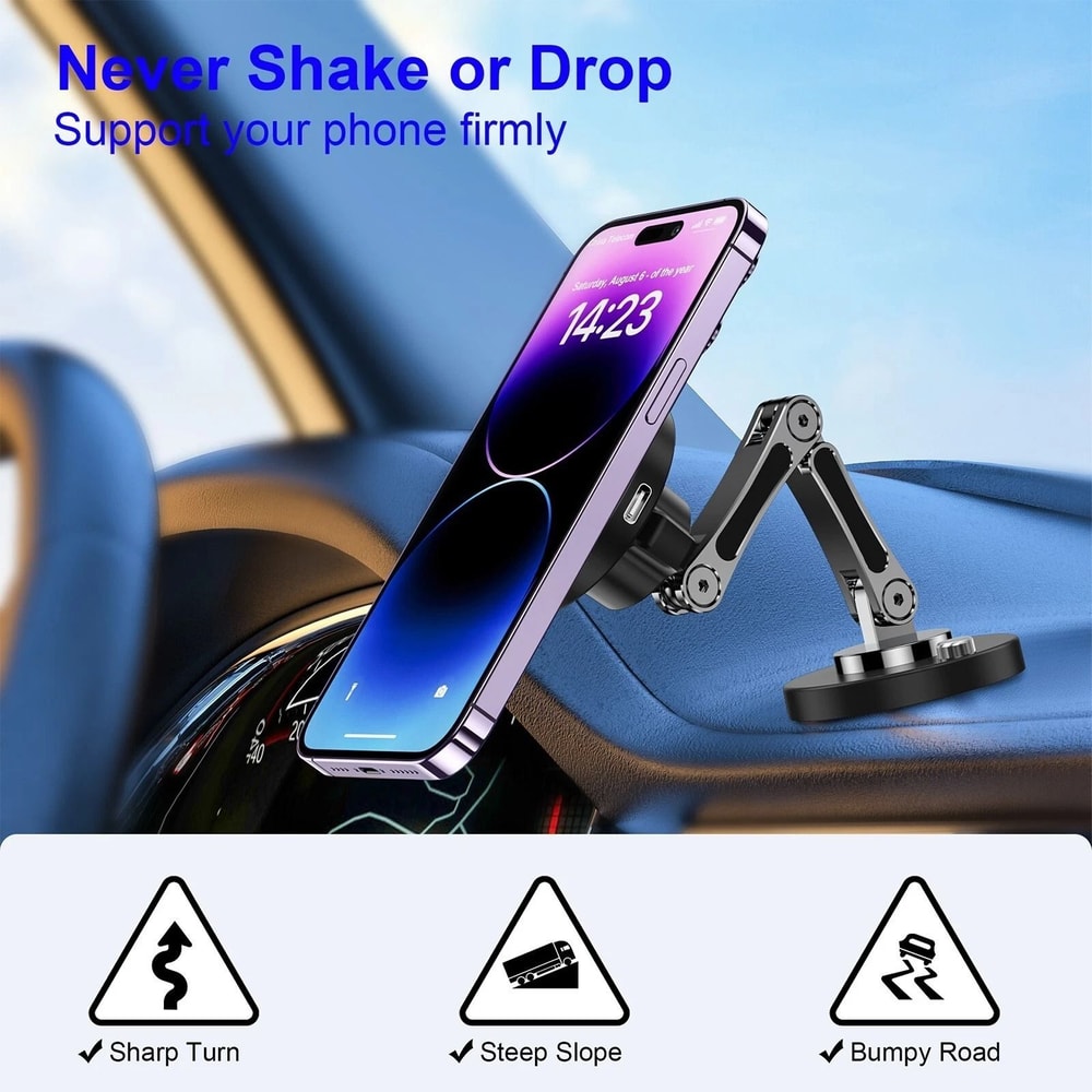 Premium Magnetic Car Mount With Wireless Charging 360 Rotatable Phone Holder For Dash Windshield 10
