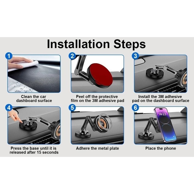 Premium Magnetic Car Mount With Wireless Charging 360 Rotatable Phone Holder For Dash Windshield 2