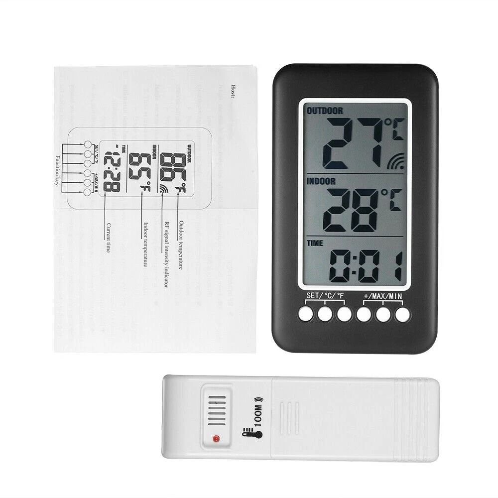 Wireless Digital Thermometer For Home Indoor Outdoor Use Range LCD Display CelsiusFahrenheit 1