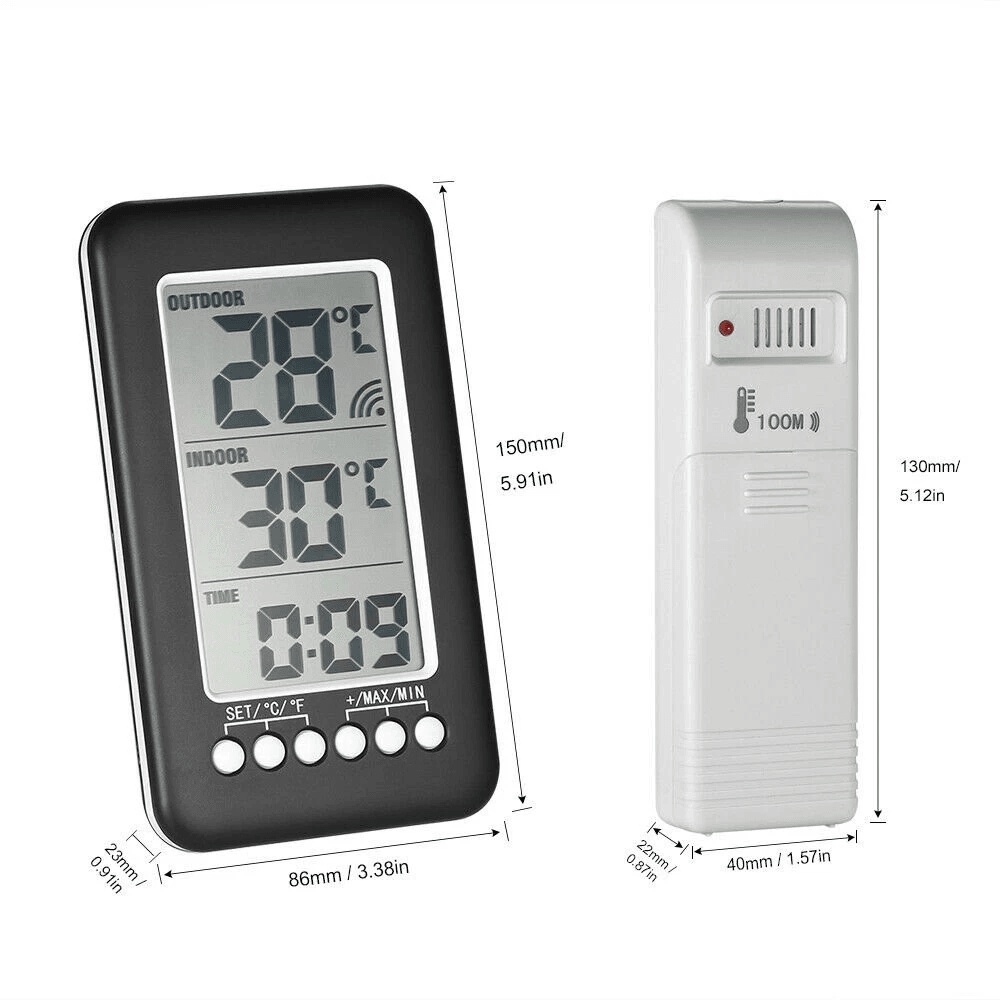 Wireless Digital Thermometer For Home Indoor Outdoor Use Range LCD Display CelsiusFahrenheit 3