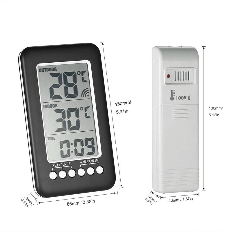 Wireless Digital Thermometer For Home Indoor Outdoor Use Range LCD Display CelsiusFahrenheit 3