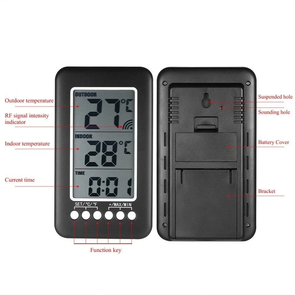 Wireless Digital Thermometer For Home Indoor Outdoor Use Range LCD Display CelsiusFahrenheit 4