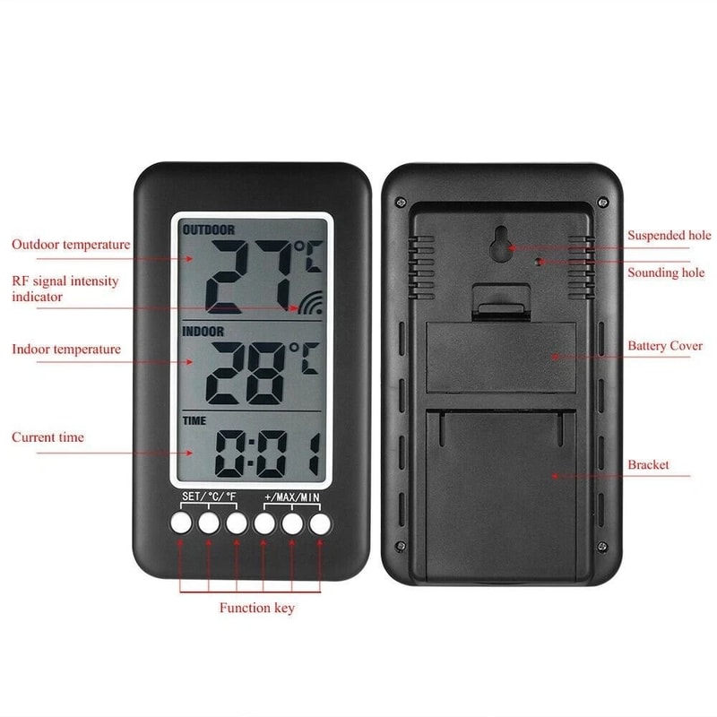 Wireless Digital Thermometer For Home Indoor Outdoor Use Range LCD Display CelsiusFahrenheit 4