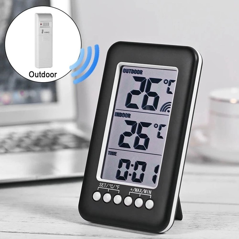 Wireless Digital Thermometer For Home Indoor Outdoor Use Range LCD Display CelsiusFahrenheit 0