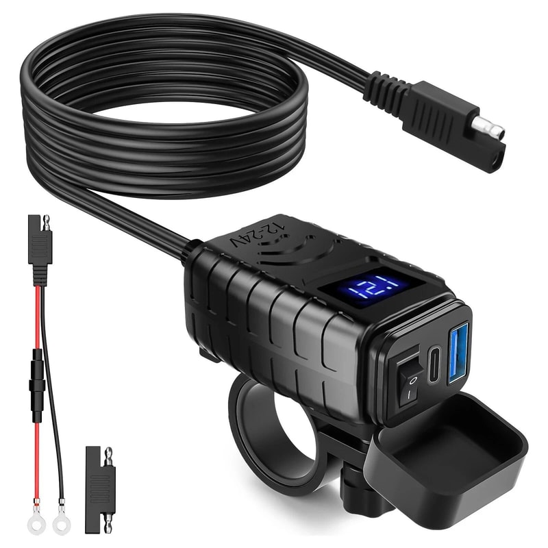 Motorcycle USB Charger With Quick Charge Dual USB Ports For Phones And GPS Devices 1