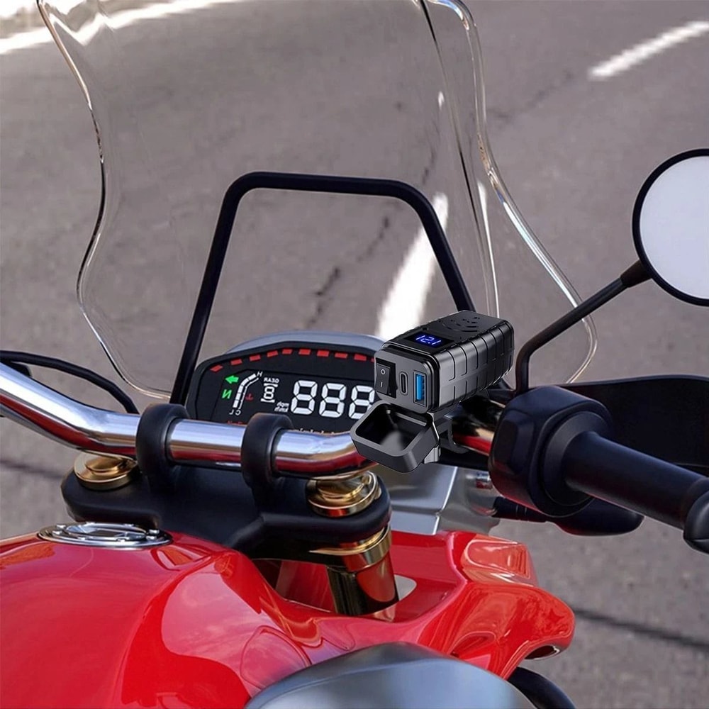 Motorcycle USB Charger With Quick Charge Dual USB Ports For Phones And GPS Devices 2