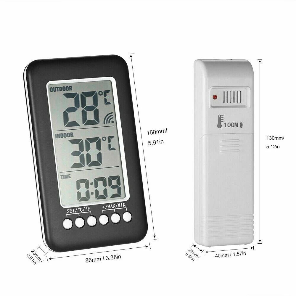 Wireless LCD Digital Thermometer With IndoorOutdoor Temperature Transmitter 7